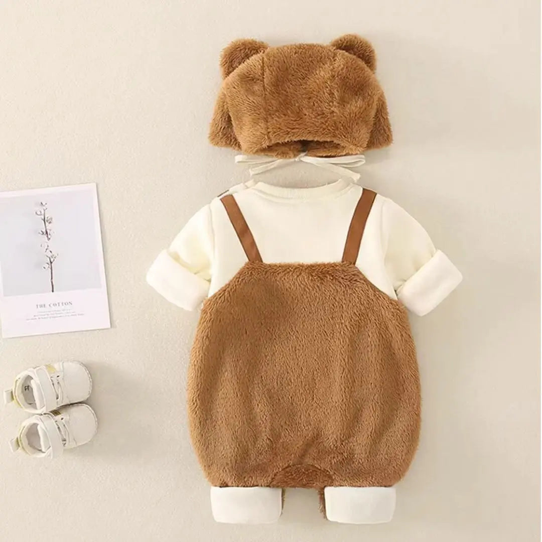 Amber mimi Hat with bear romper fluffy brushed lining