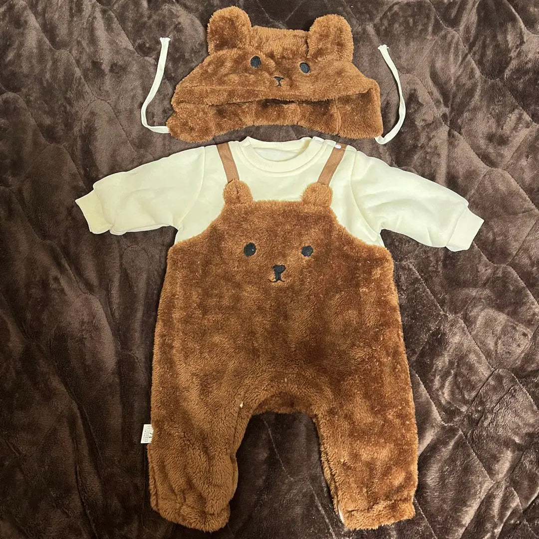 Amber mimi Hat with bear romper fluffy brushed lining