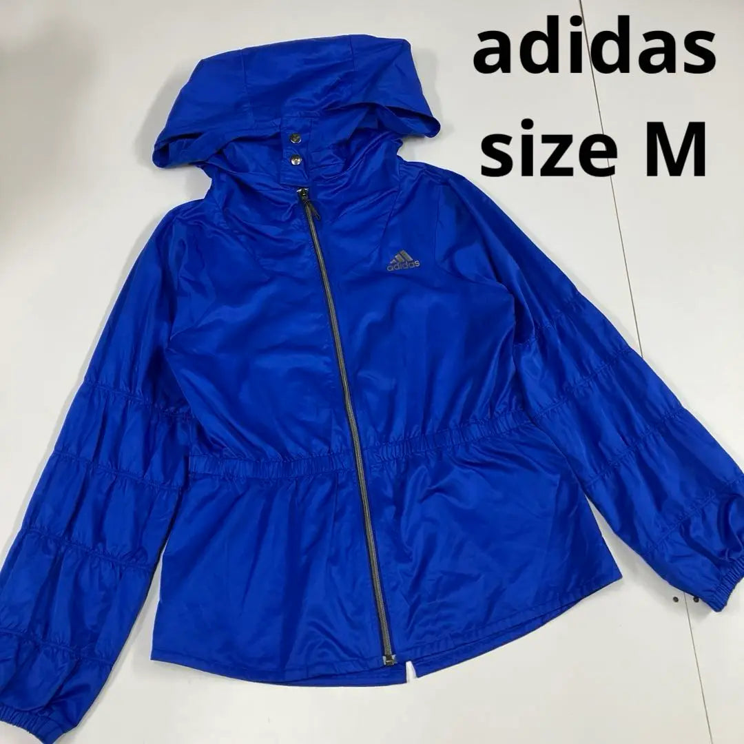 Adidas Adidas Nylon Jacket Blue Gathered Women's M | adidas アディダス　ナイロンジャケット　ブルー　ギャザー　古着女子　M