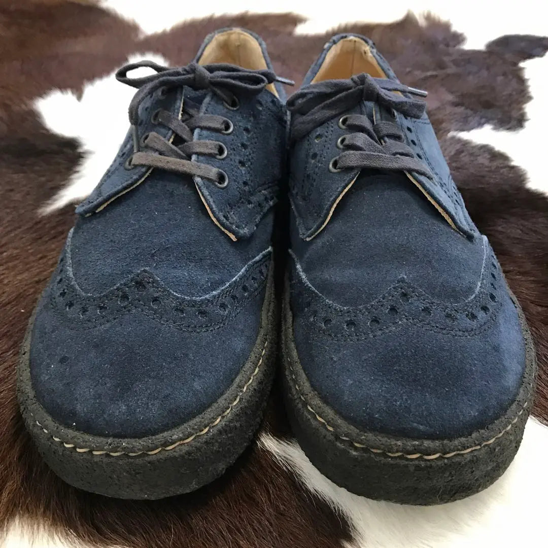 80's vintage! Made in England Didi genuine leather suede leather shoes navy