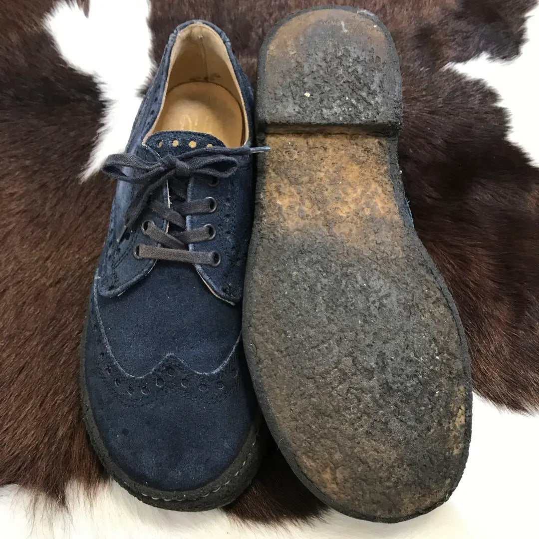 80's vintage! Made in England Didi genuine leather suede leather shoes navy