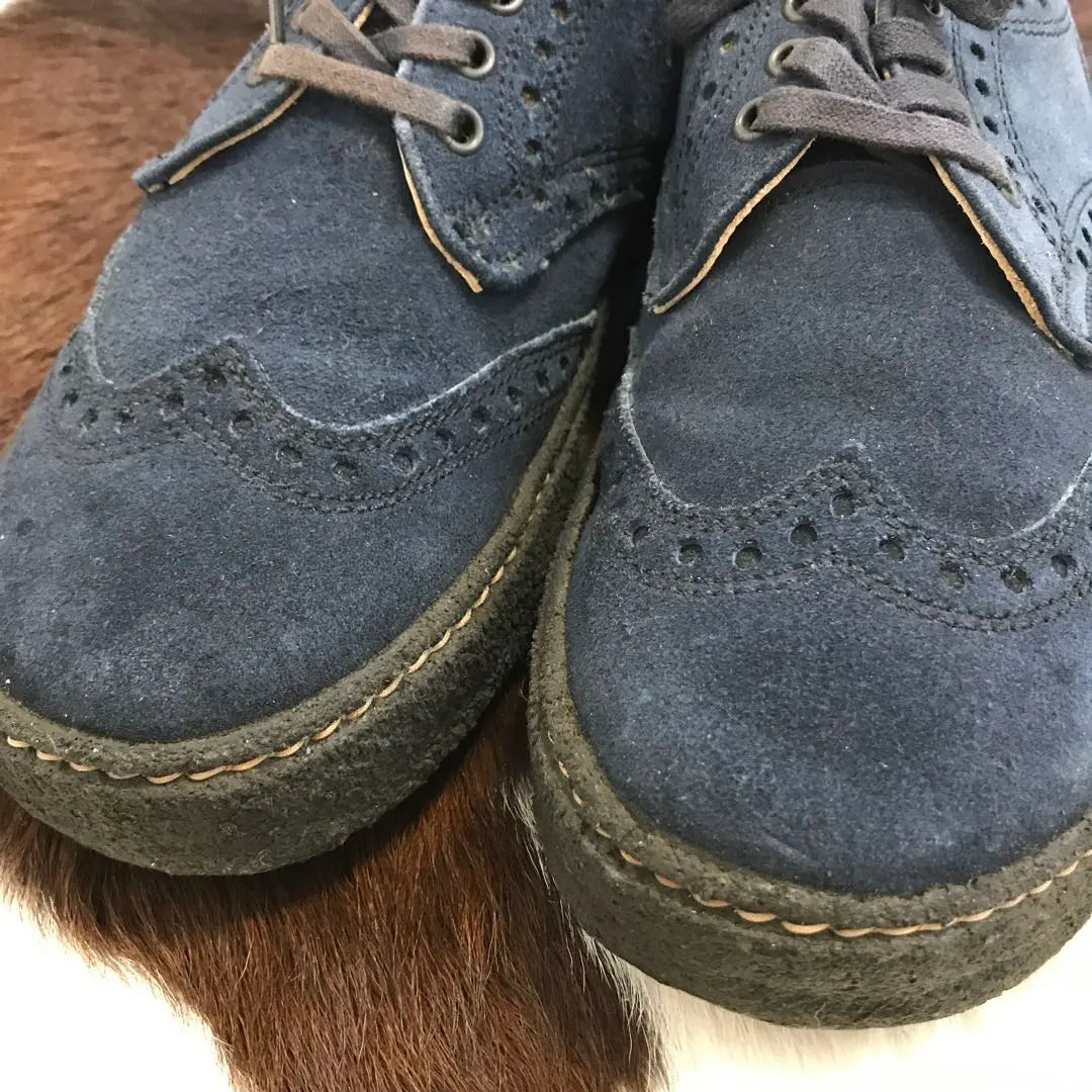 80's vintage! Made in England Didi genuine leather suede leather shoes navy