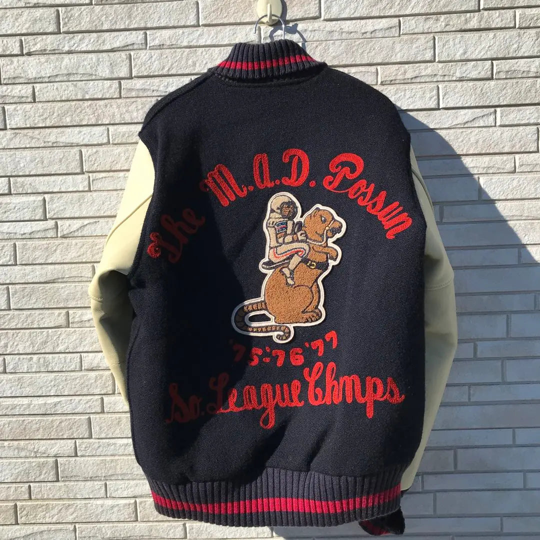 Warehouse Stadium Jacket 40 Wool Cowhide Embroidered Patch