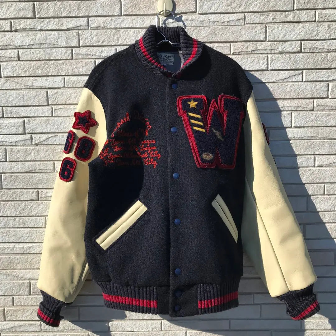 Warehouse Stadium Jacket 40 Wool Cowhide Embroidered Patch