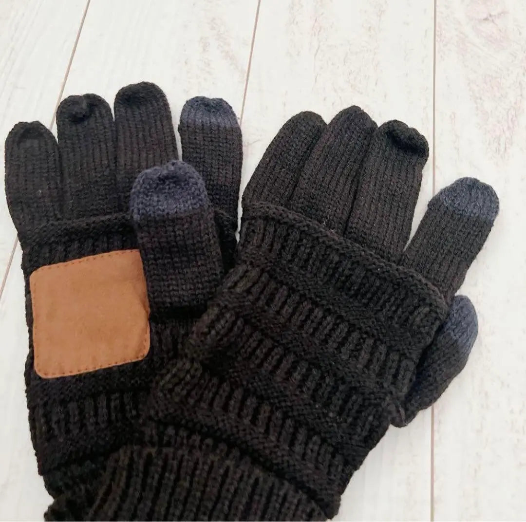 Warm Gloves Mittens Autumn/Winter Unisex Touch Screen Cycling Gloves Black