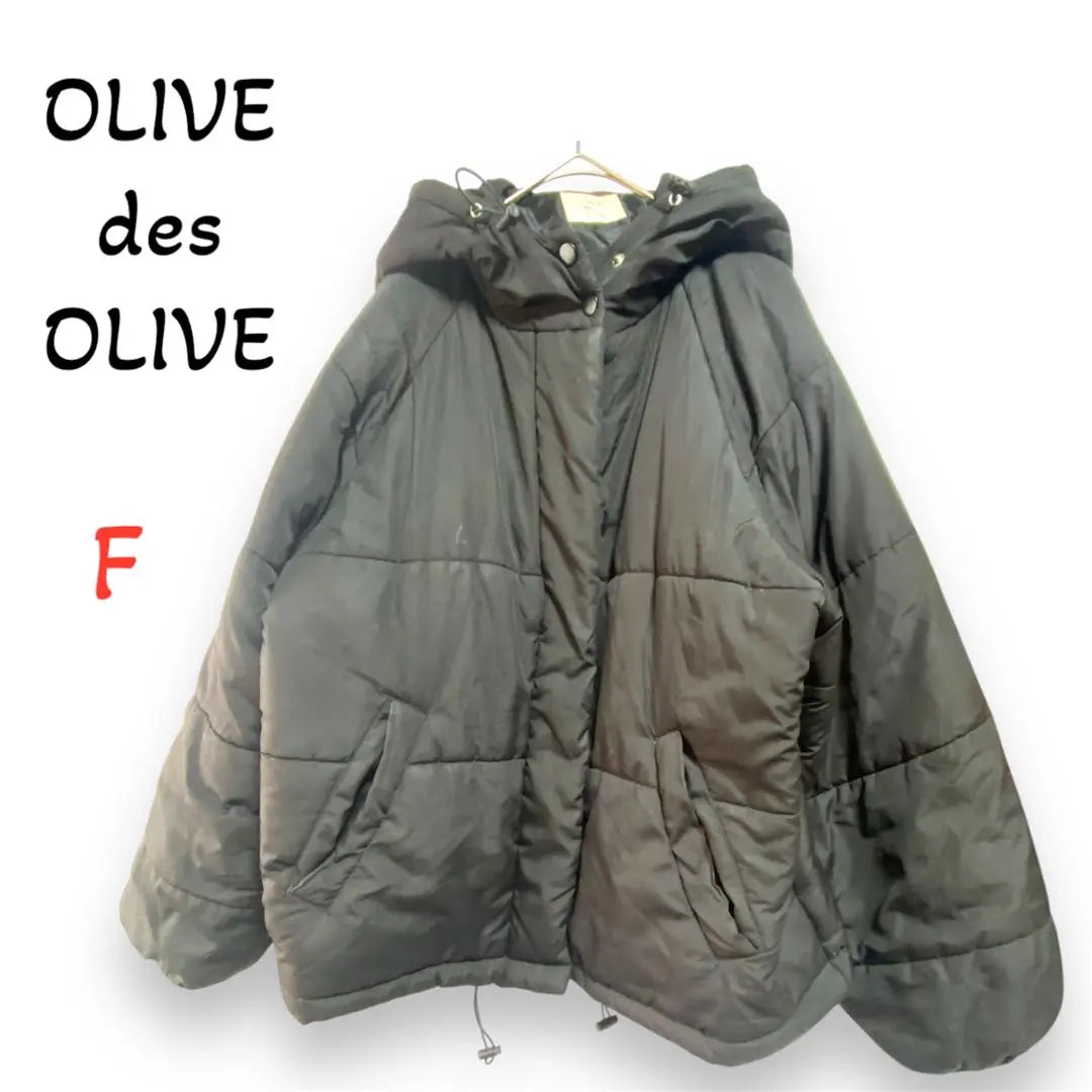 Plumífero Mujer Olive de Olive [F] Negro Con Capucha | オリーブデオリーブ【F】レディース ダウンジャケット ブラック フード付き