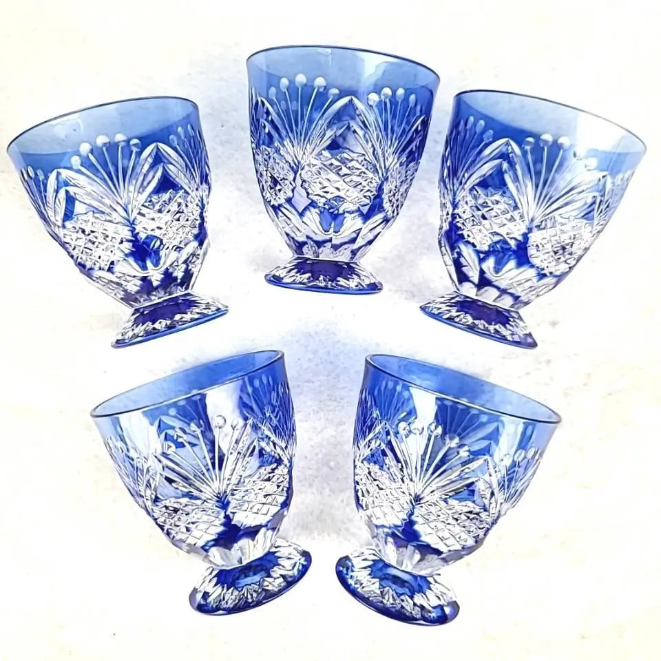 〇Beautiful condition 〇Kagami Crystal Nemoto Yukio Sakeware Set Tokuri Boil Cup Box included