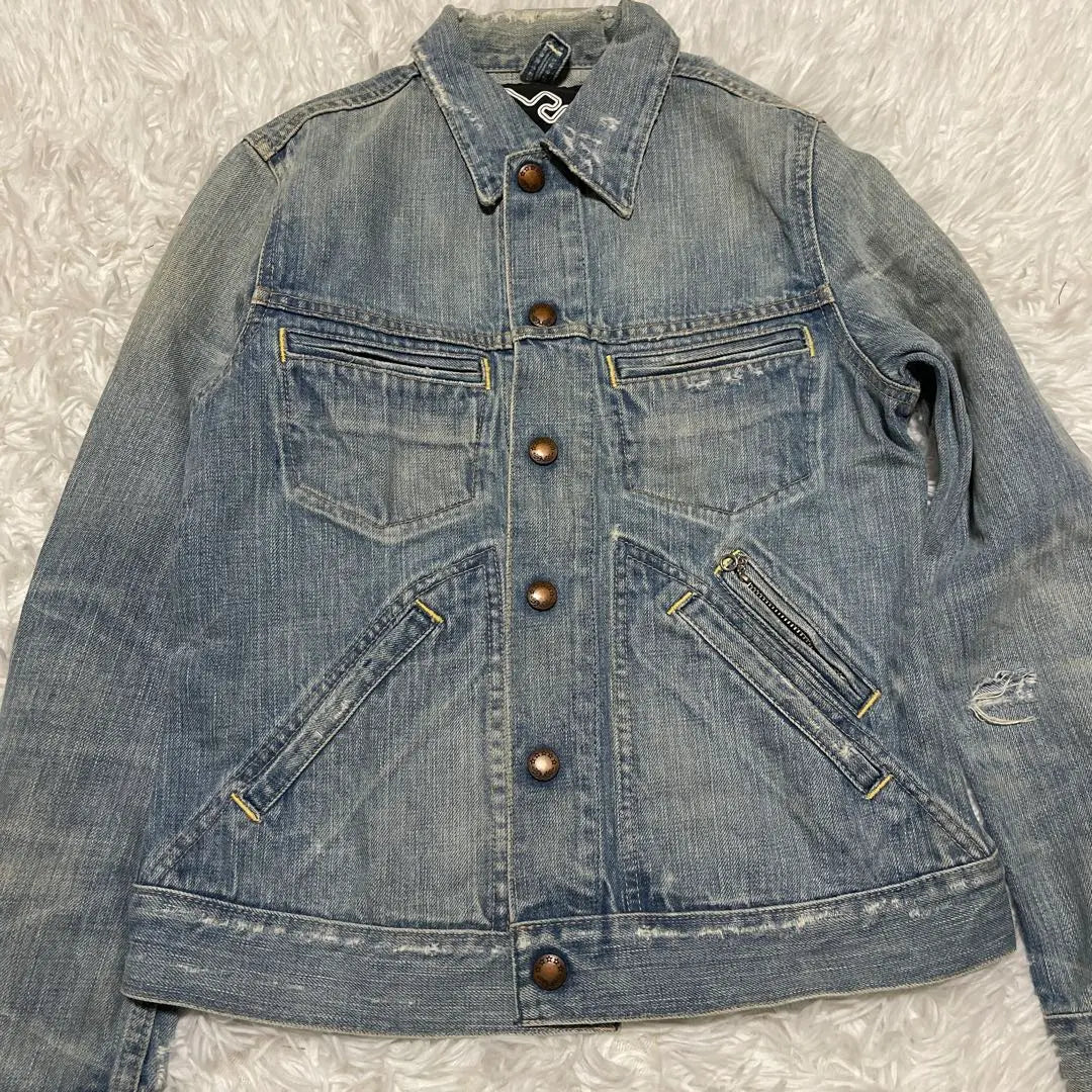 Chaqueta vaquera RNA G-Jean Denim dañado Bolsillo deformado