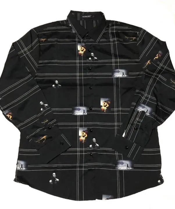 ■Pattern shirt that doesn't overlap with others■AOWOFS■L size, black, long sleeve shirt