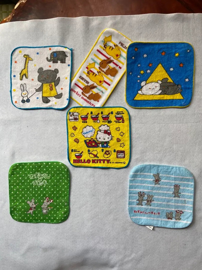 ☆Character hand towel, set of 6, for girls, Hello Kitty & Pokemon, 009