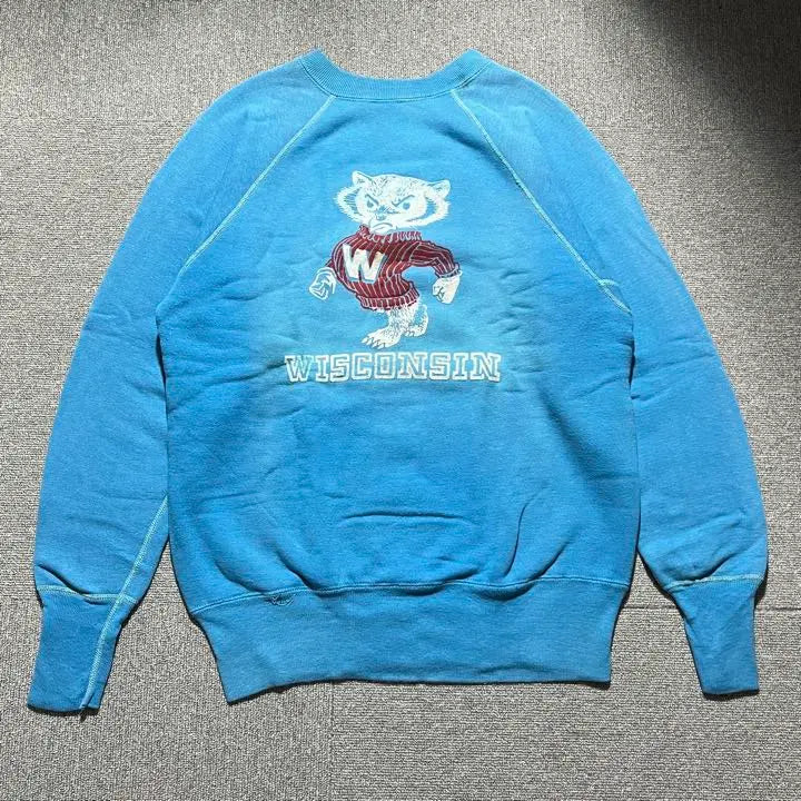 50s60s Vintage Rare Color Flocky College Sweatshirt Superb