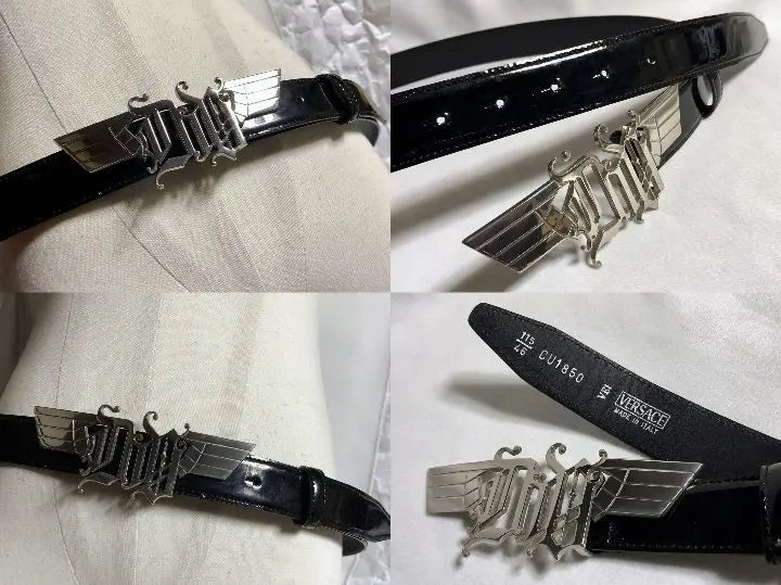 Llegó GACKT Versace Gothic x Wing Buckle Patent Belt Black 115 | Gackt着 ヴェルサーチ ゴシック×ウイングバックル パテントベルト黒 115