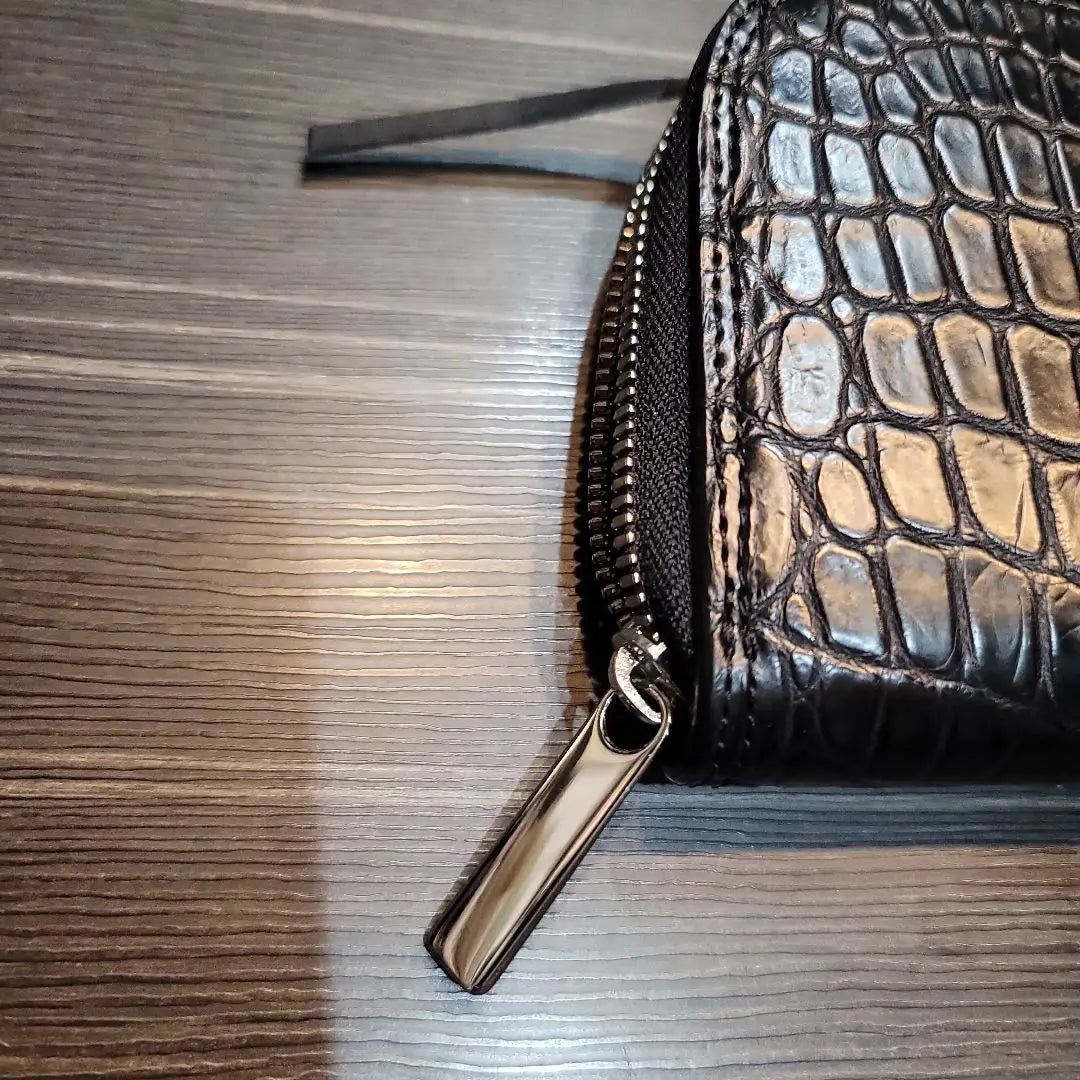 Cartera larga tipo piel de cocodrilo color negro mate | 黒 クロコダイルレザーマットタイプ 長財布