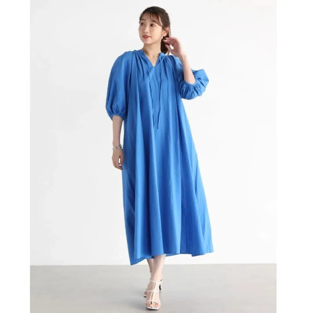 New Yamadaya Van Vin Key Neck Volume Sleeve Soccer Dress | 新品 ヤマダヤ ヴァン Vin キーネックボリュームスリーブサッカーワンピース