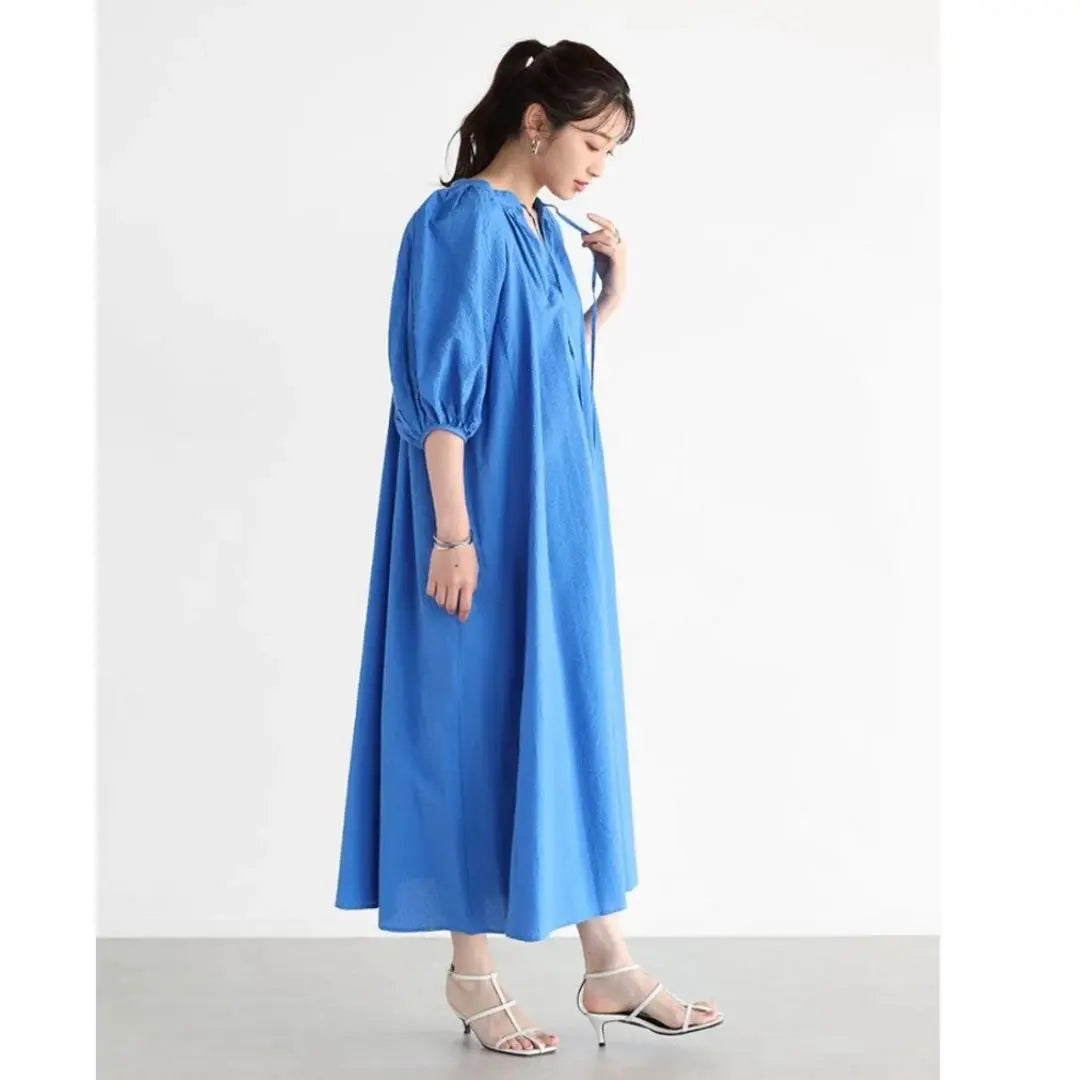 New Yamadaya Van Vin Key Neck Volume Sleeve Soccer Dress | 新品 ヤマダヤ ヴァン Vin キーネックボリュームスリーブサッカーワンピース