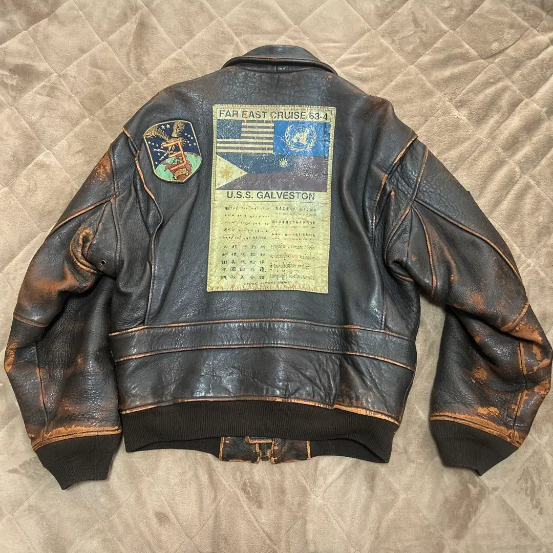 Chaqueta de cuero marrón oscuro vintage Top Gun de AVIREX