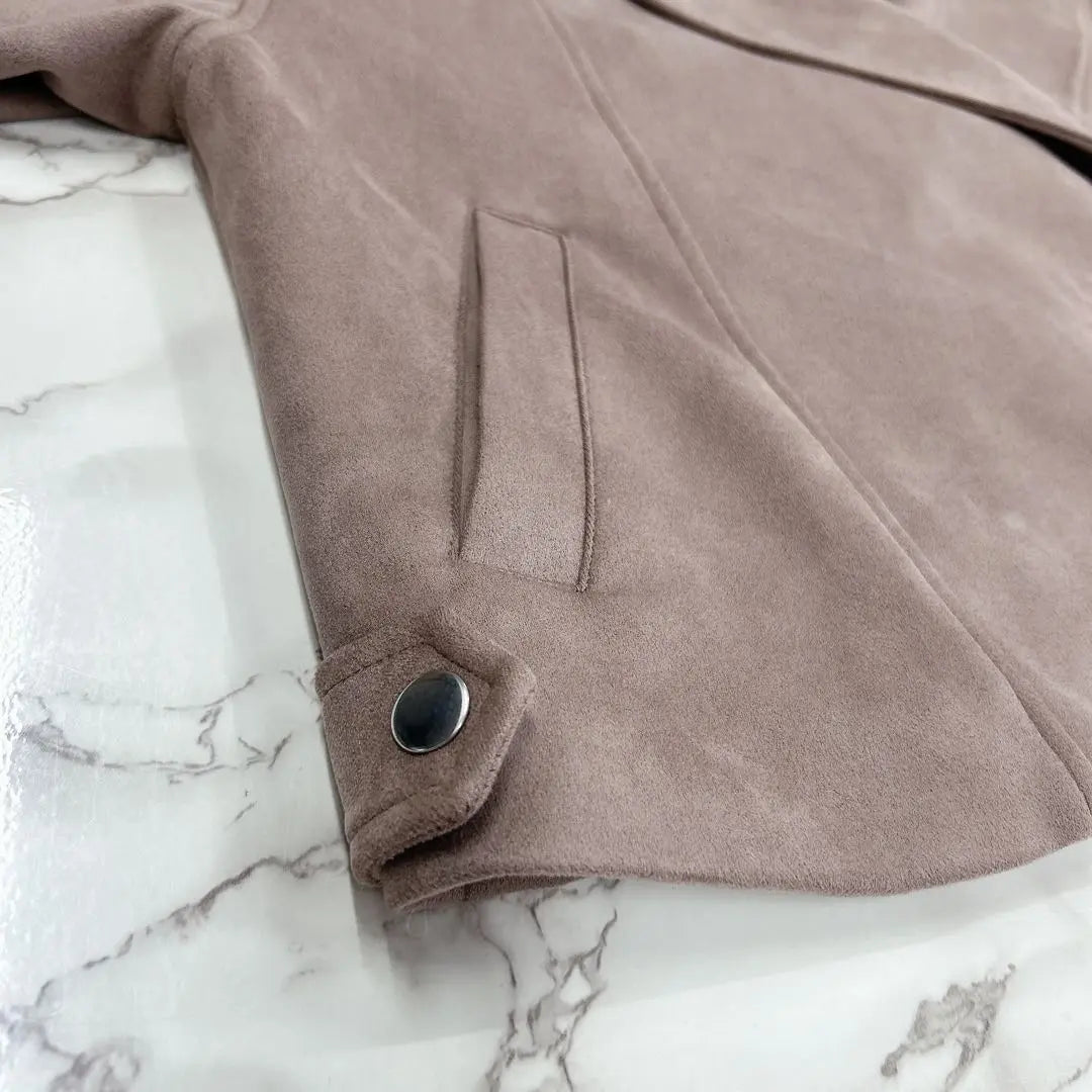 [Rienda] Stretch suede jacket Light brown -free size