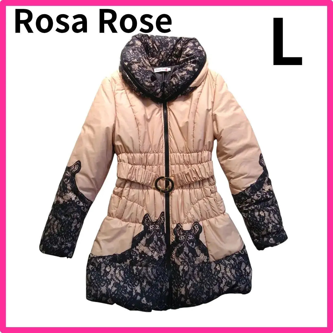 Good Condition Women's Coat Feminine Filling L Cute Rosa Rose