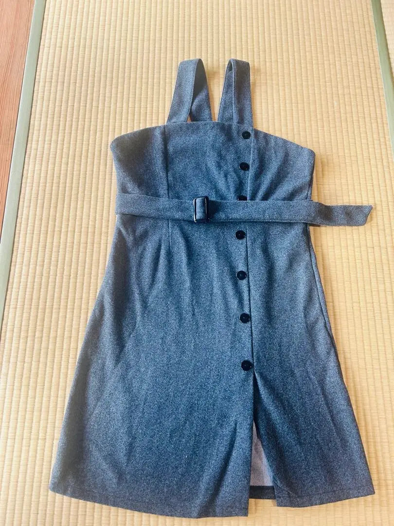 Beautiful condition ✨ M size gray overalls with belt, slit, free shipping⭕️