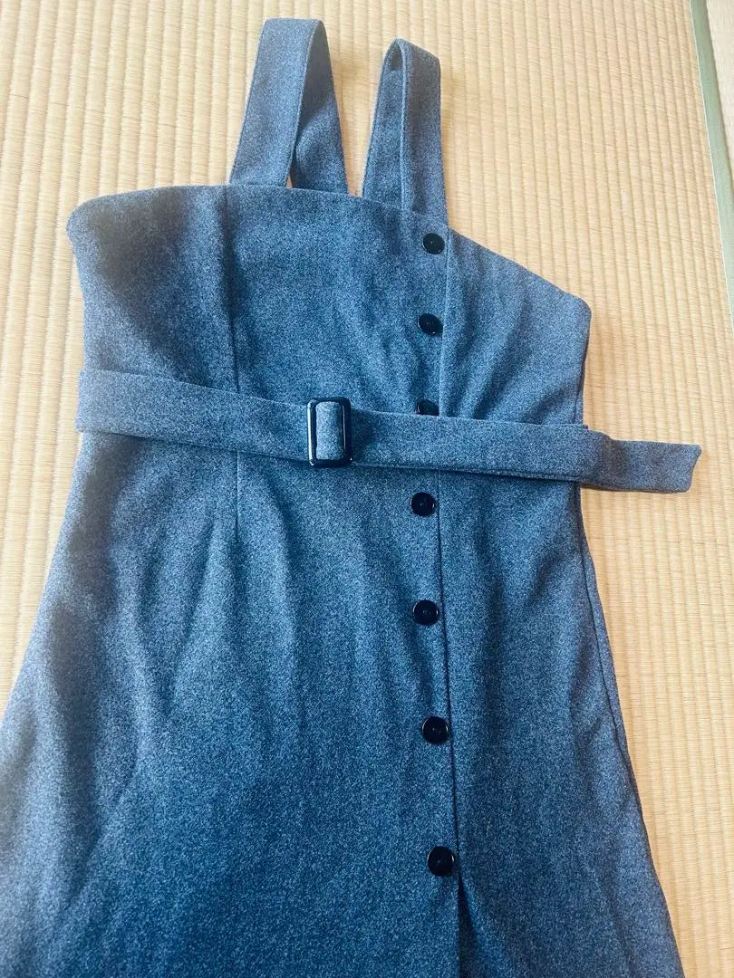 Beautiful condition ✨ M size gray overalls with belt, slit, free shipping⭕️