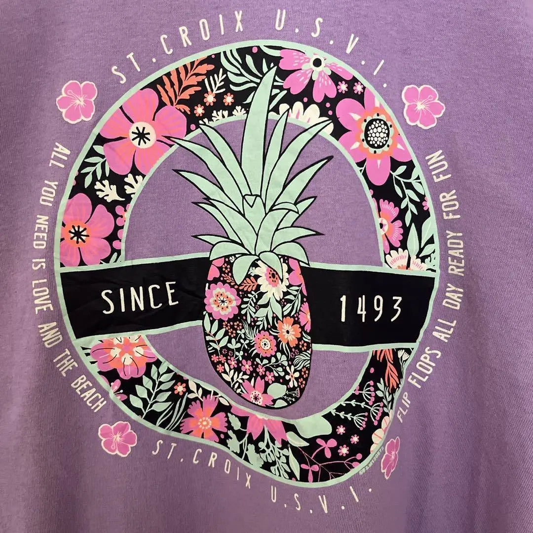 Camiseta DELTA Retro Print Piña Unisex Morado | DELTA レトロプリント パイナップル Tシャツ ユニセックス パープル