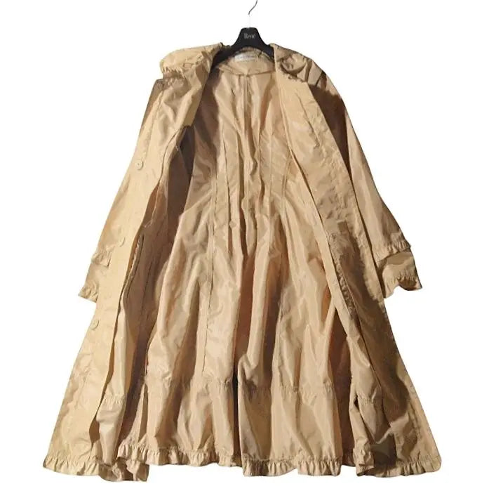 Super Beauty Spring Coat 40 L Beige Ruffle Belt Flower