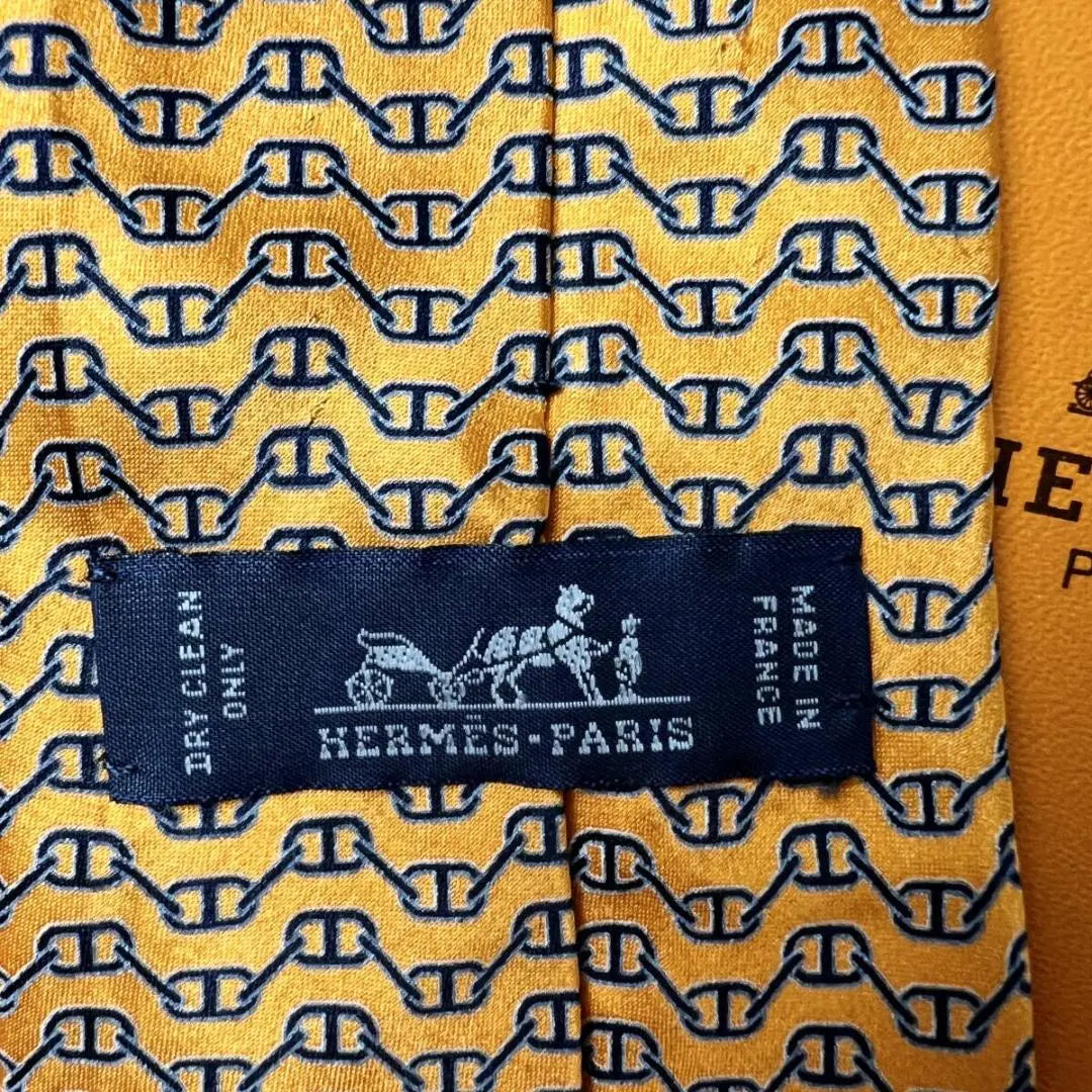 Yellow Gold Hermes HERMES Tie 100% Silk Good condition