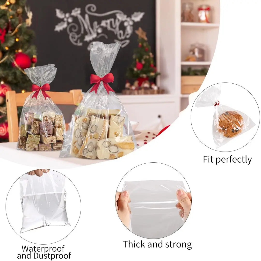 200 sheets transparent bag, clear flat cellophane sweets bag