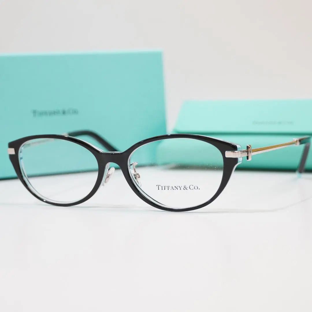 Brand new, unused Tiffany glasses frame, black, clear blue, made in Italy