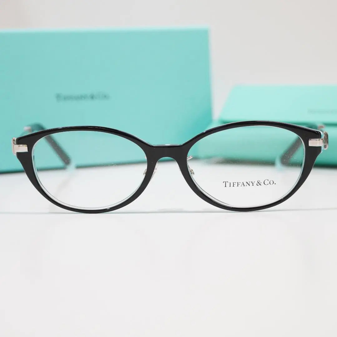 Brand new, unused Tiffany glasses frame, black, clear blue, made in Italy