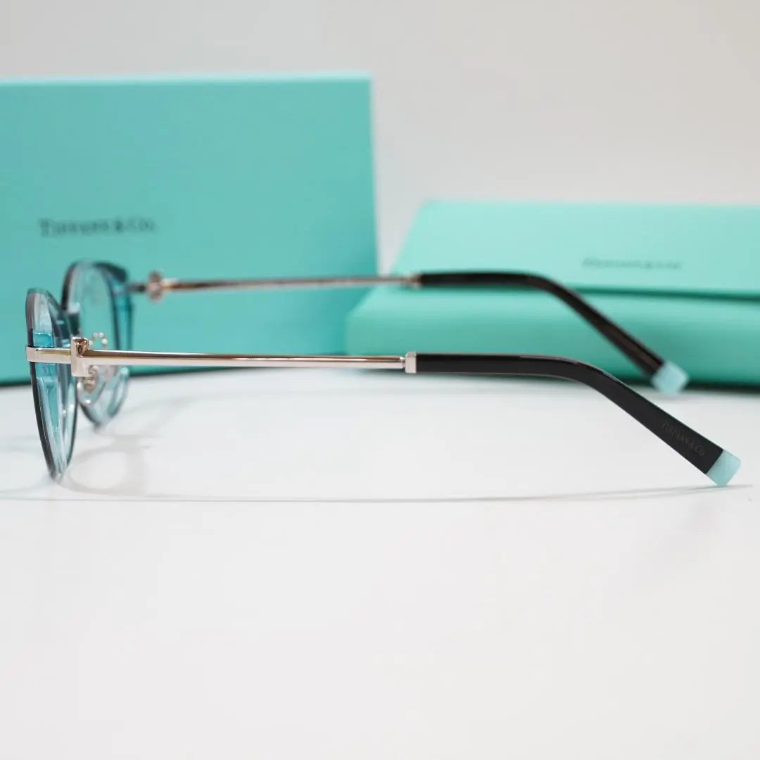 Brand new, unused Tiffany glasses frame, black, clear blue, made in Italy