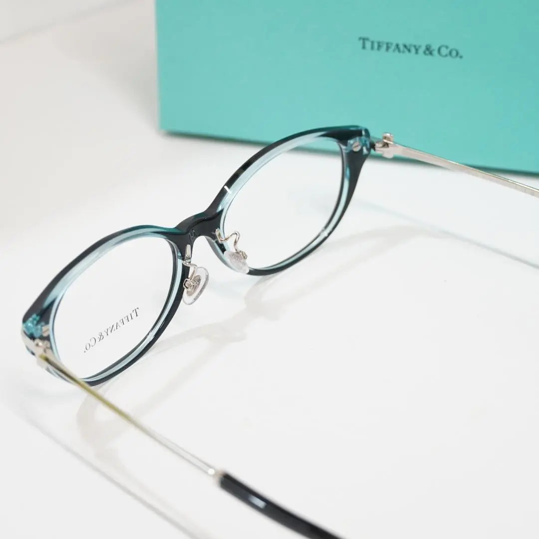 Brand new, unused Tiffany glasses frame, black, clear blue, made in Italy