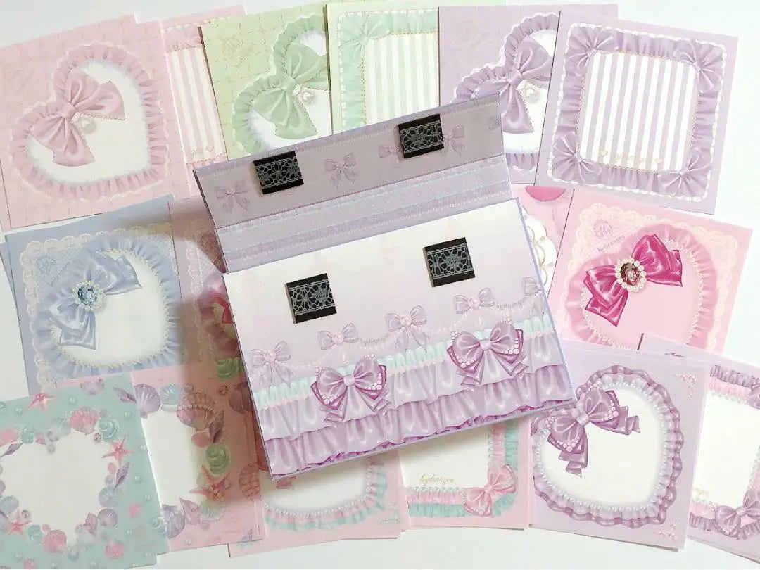 Hydrangea Handmade Bellows Files and Memo Sets Pastel