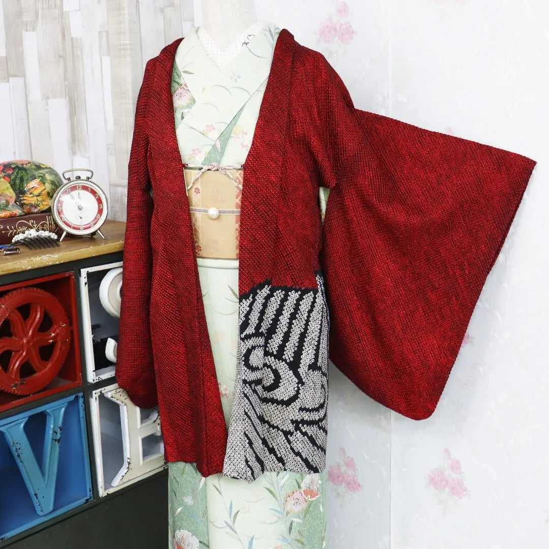 T1508★ Kimono Anayuki ★ Total Shibori Eba ★ Pure Silk Shibori Haori