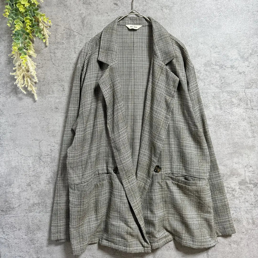 Arc Lave Tailored Jacket Check Pattern Double Breast Haori | アークレーヴ　テーラードジャケット　チェック柄　ダブルブレスト　羽織り