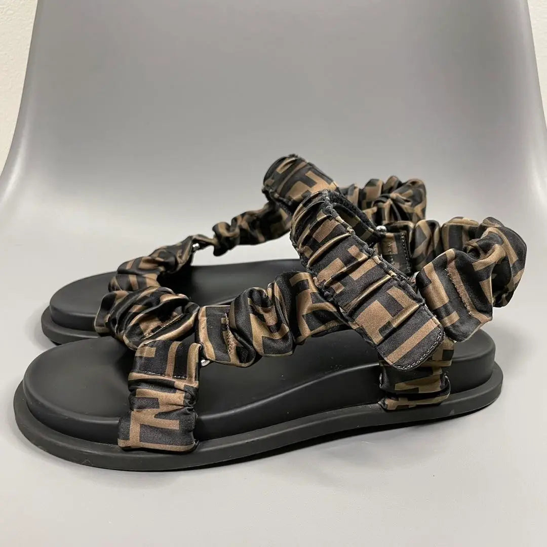 [Good condition] FENDI Feel Brown Satin Sandals 37 size