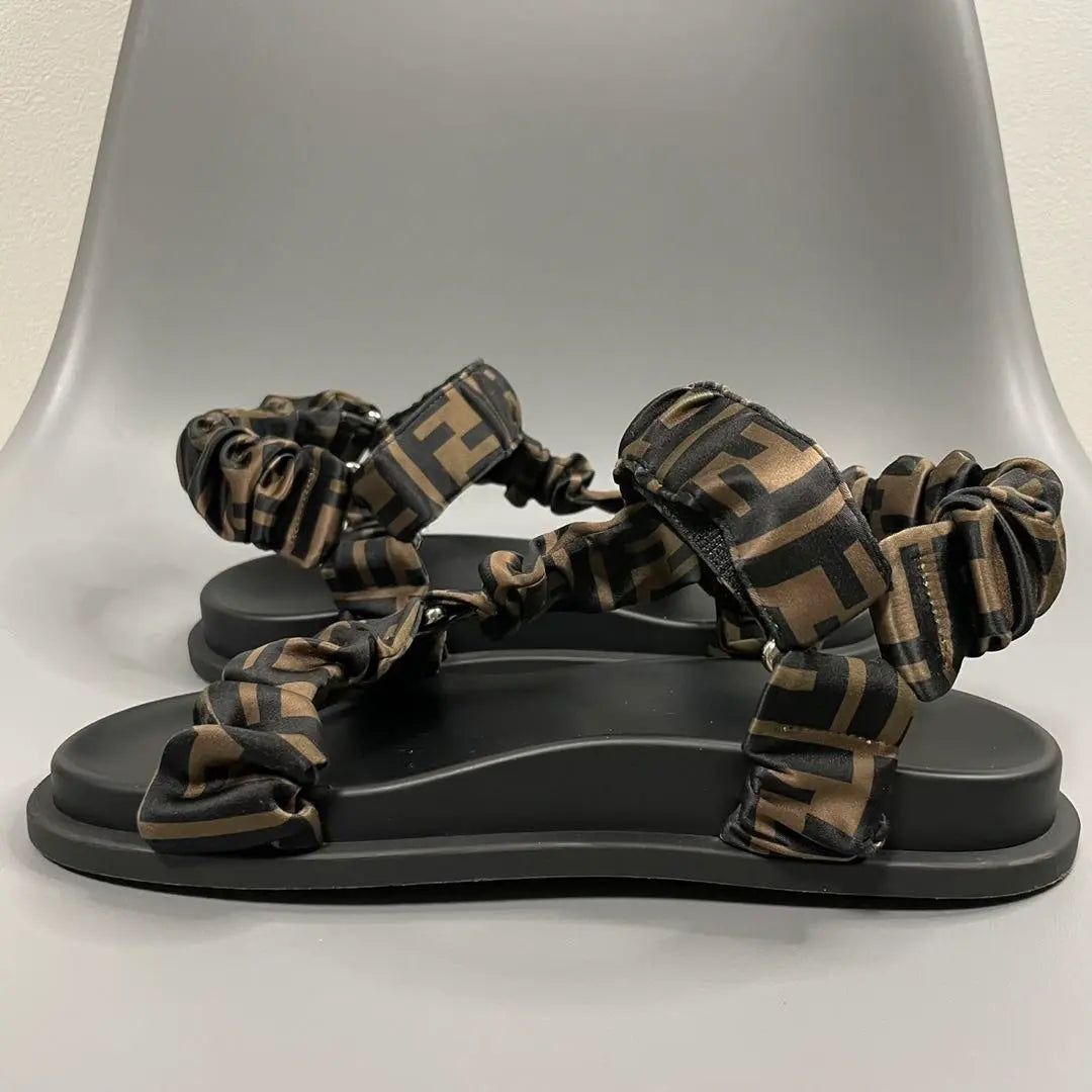 [Good condition] FENDI Feel Brown Satin Sandals 37 size