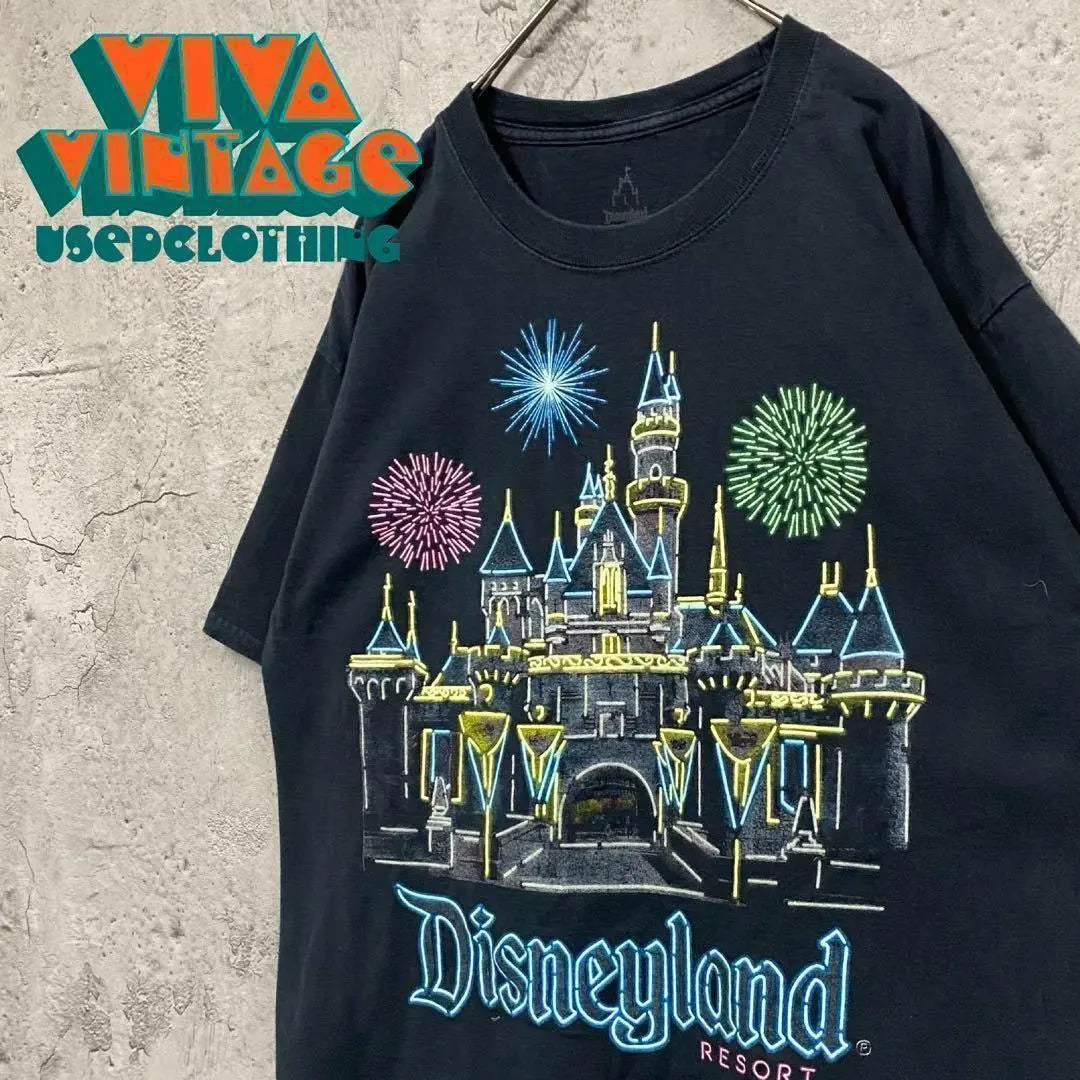 Raro [Ropa vieja] Disney Disneyland Camiseta Negro Hombre XL / レア【古着】ディズニー ディズニーランドTシャツ ブラック メンズXL