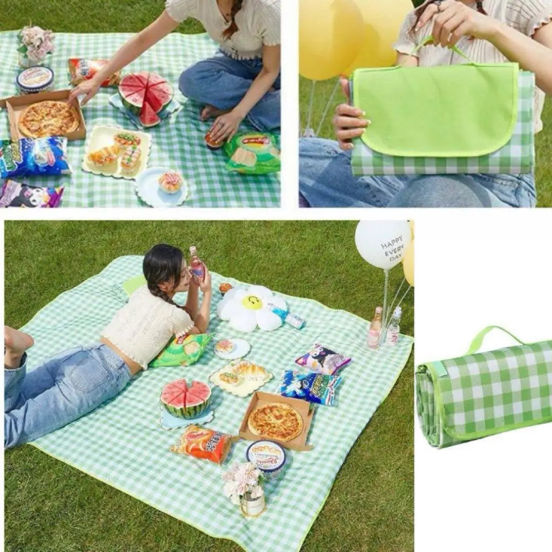 Leisure sheet, large size, green, green, foldable, waterproof, portable, cherry blossom viewing