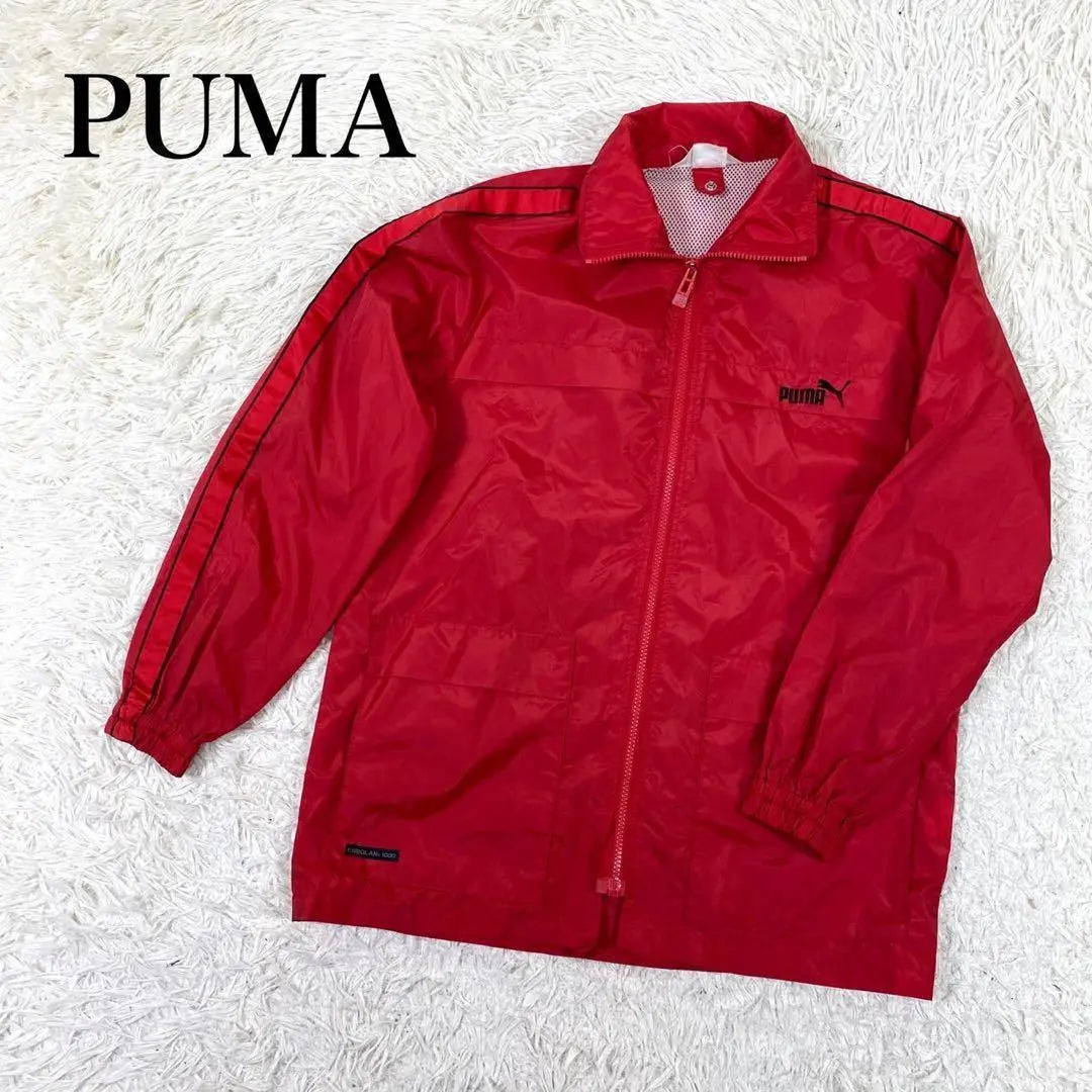 ◯Puma Men's Nylon Jacket Embroidered Logo Light Red Size M | ◯プーマ メンズ ナイロンジャケット 刺繍ロゴ 薄手 赤 Mサイズ