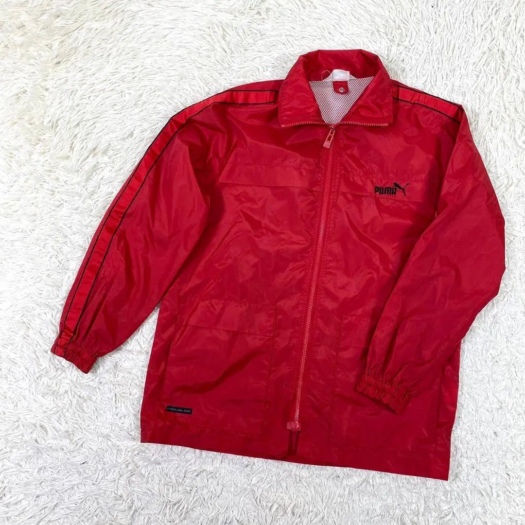 ◯Chaqueta Puma Hombre De Nylon Logo Bordado Rojo Claro Talla M | ◯プーマ メンズ ナイロンジャケット 刺繍ロゴ 薄手 赤 Mサイズ