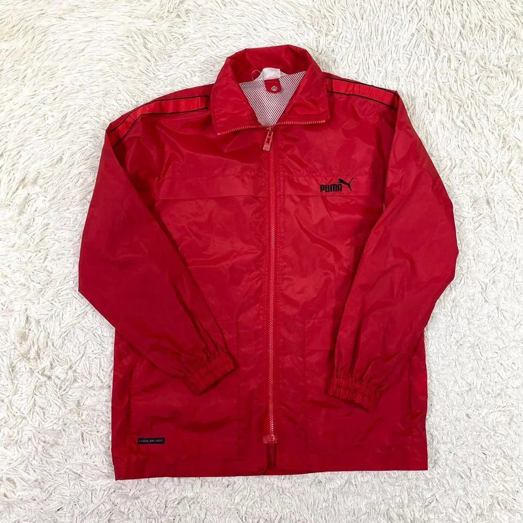 ◯Chaqueta Puma Hombre De Nylon Logo Bordado Rojo Claro Talla M | ◯プーマ メンズ ナイロンジャケット 刺繍ロゴ 薄手 赤 Mサイズ