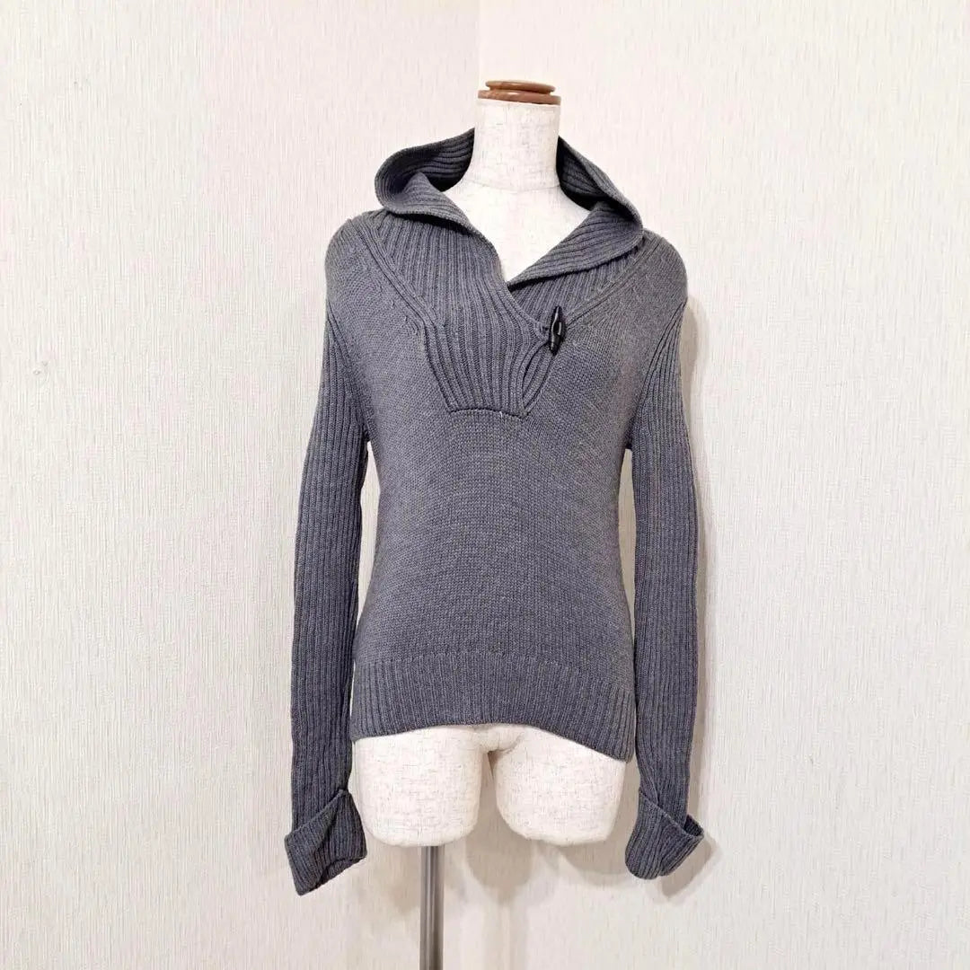 23rd Ward [38] Shawl-collar-style rib knit, toggle button, long-sleeved sweater, gray, wool