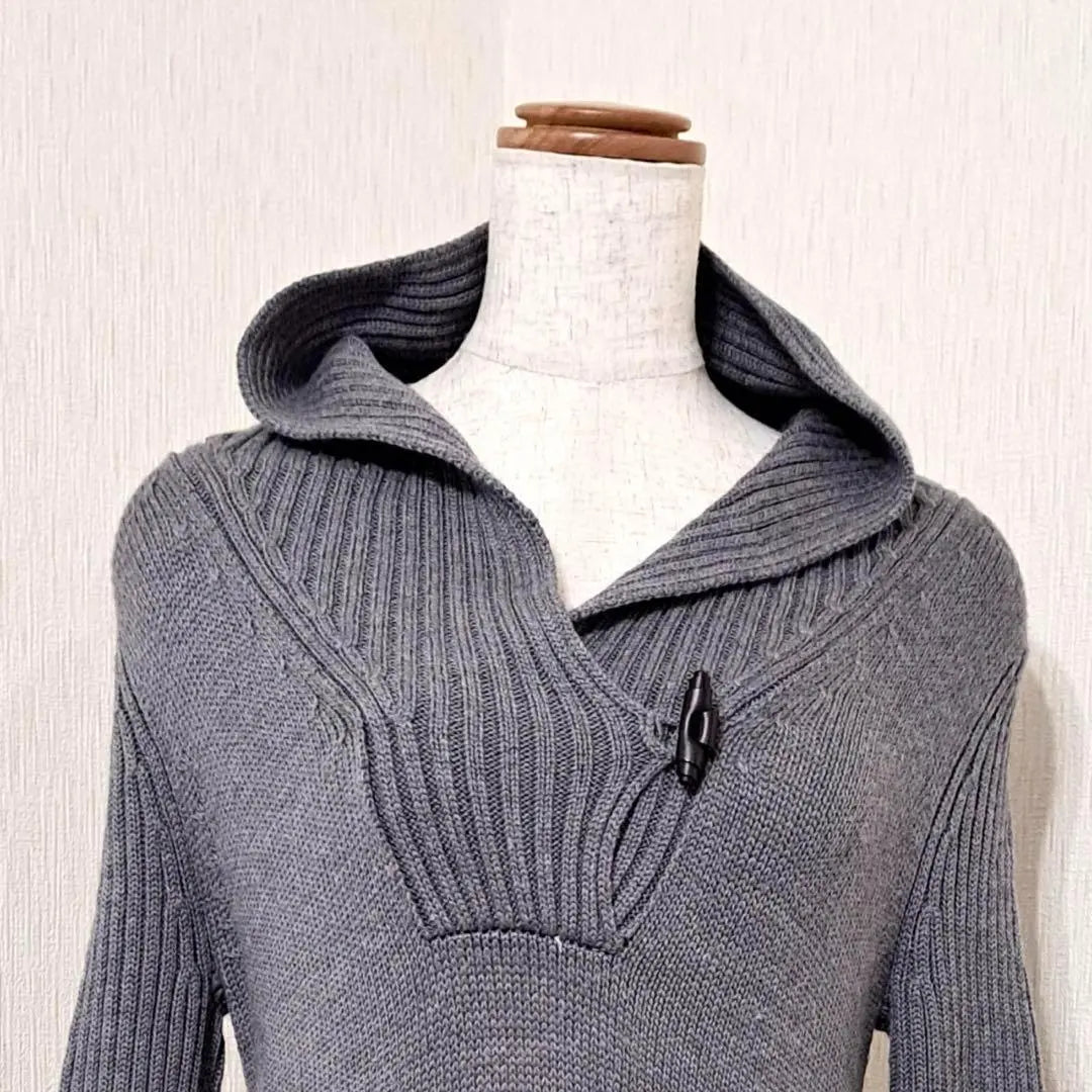 23rd Ward [38] Shawl-collar-style rib knit, toggle button, long-sleeved sweater, gray, wool