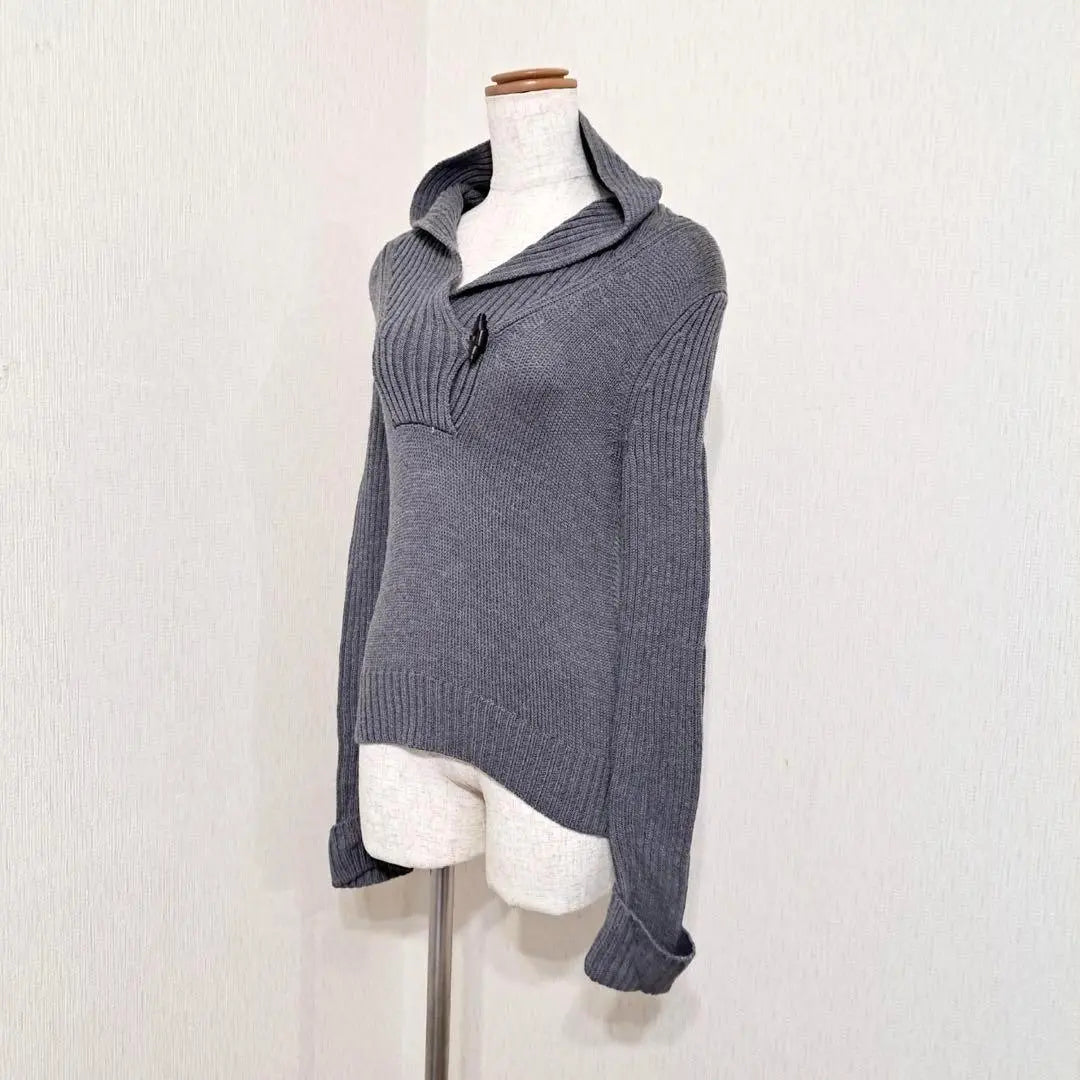 23rd Ward [38] Shawl-collar-style rib knit, toggle button, long-sleeved sweater, gray, wool