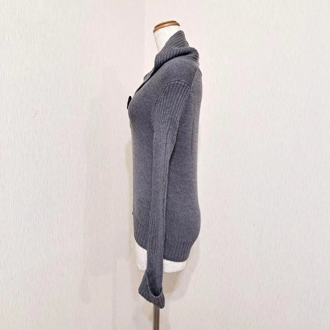 23rd Ward [38] Shawl-collar-style rib knit, toggle button, long-sleeved sweater, gray, wool