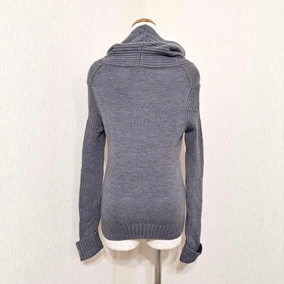 23rd Ward [38] Shawl-collar-style rib knit, toggle button, long-sleeved sweater, gray, wool