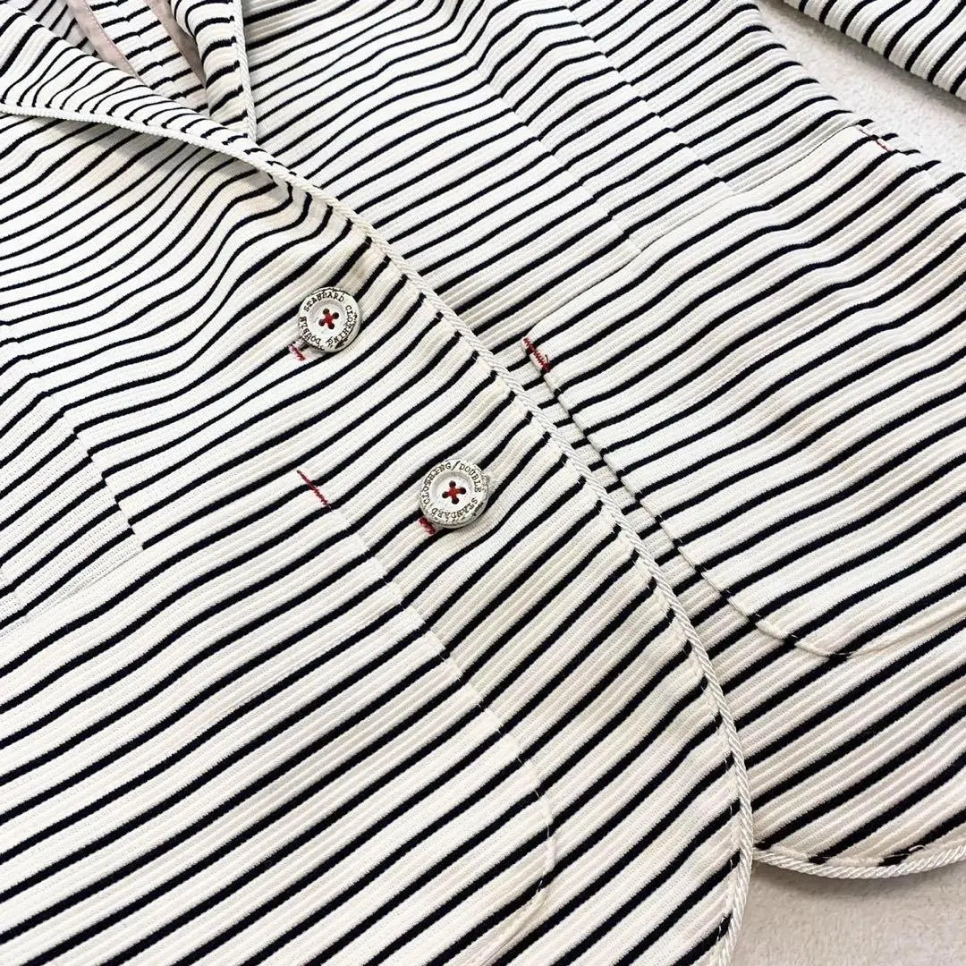 Double standard clothing striped casual jacket logo button elegant