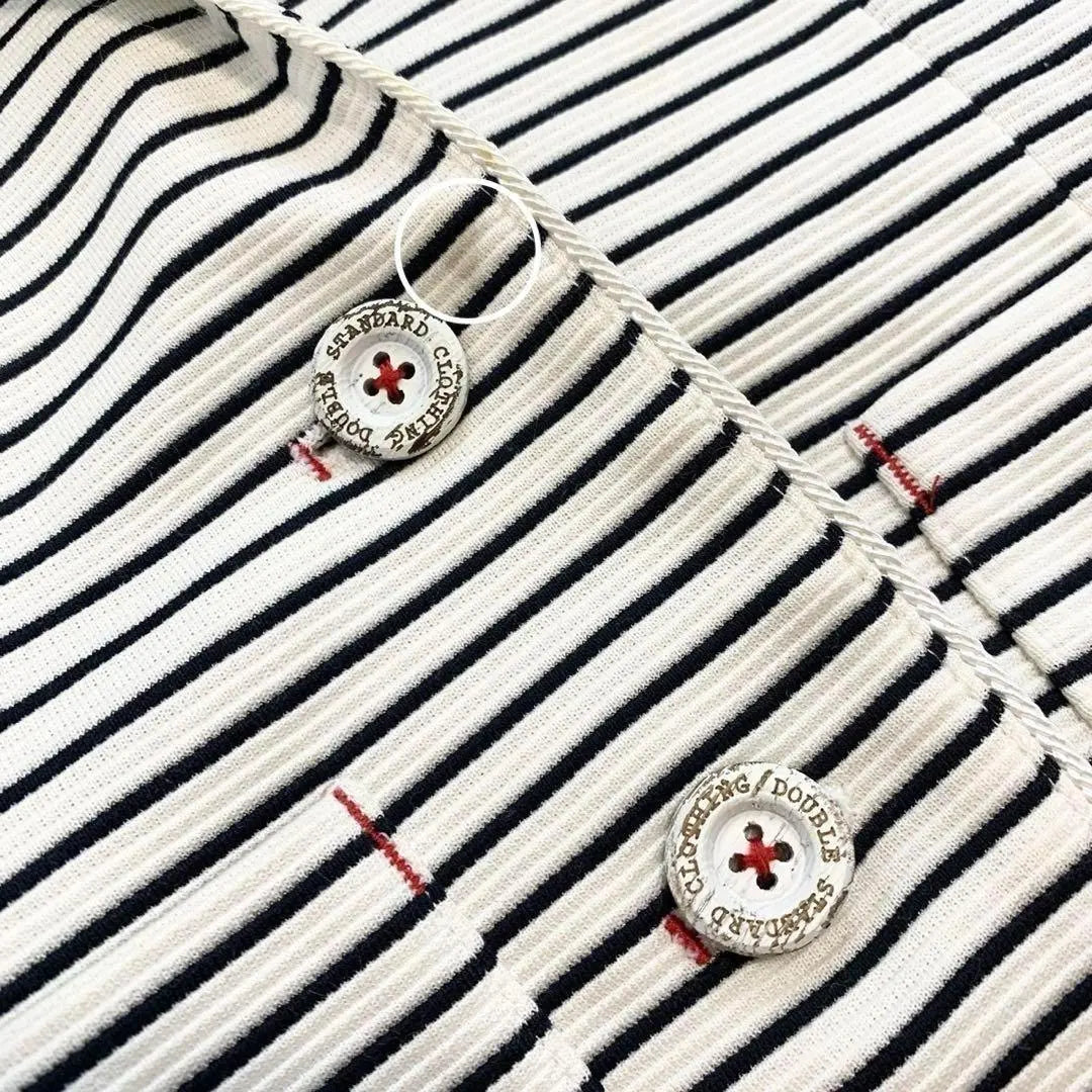 Double standard clothing striped casual jacket logo button elegant