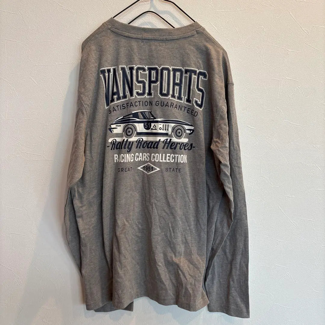 QM1204 VANSPORTS Long Sleeve T -shirt Gray Back Print Men's M | QM1204 VANSPORTS 長袖tシャツ グレー　バックプリントメンズM